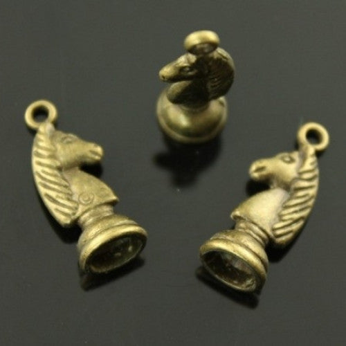 Ancient bronze chess horse pendant