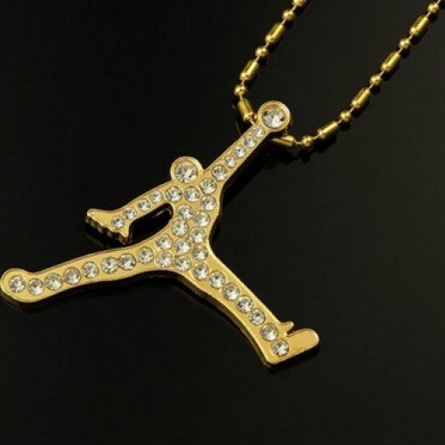 Rhinestone pendant gold chain Air Jordan necklace jewelry