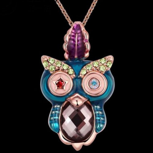 Owl Pendant Necklaces 18K Real Gold Plated Necklace