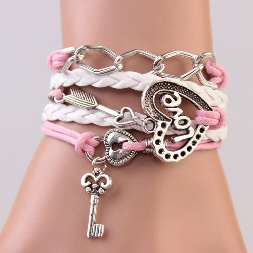 Handmade Bracelet Lock key Cupid's Arrow Charms Infinity